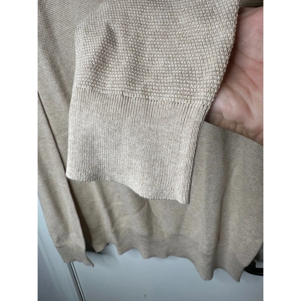 J.Crew Mens Textured Cotton Crewneck Sweater Beige CD617 Raglan Pullover L NEW